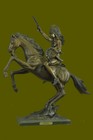 American Indian Chief With Gun Riding Horse Bronze Sculpture Original Decorative