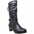 Kids Knee High Boots Mid Calf Girls Lace Up Low Heel W  Buckle Strap Accent