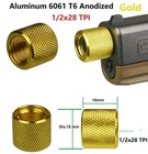 2 Pc Gold 1 2x28 Tpi Thread Protector Thin Type F Hand Gun   Rifle Application