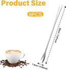 8 Pcs Stainless Steel Coffee Stirrers - Long Spoon Reusable Cocktail Stir Sticks