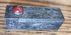 Vintage 800 Silver Floral Etched Lipstick Case Compact Pop Up Mirror