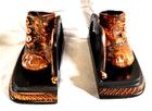 Vtg Antique Dipped Brass Bronze Real Baby Shoes Bookends Victorian 3 5  X 6 