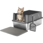 Xl Stainless Steel Cat Litter Box With Lid Extra Large Litter Pan With High Side