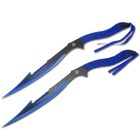 25  Dual Twin Ninja Sword Machete Full Tang Tactical Blue Blade Katana