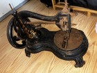 Antique Cast Iron Hand Crank Sewing Machine Ornate Gold Detailing Pre-1930