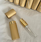 New Lof  9 Mini Empty Gold Refillable Bottle Travel Spray Pump Perfume Atomizer