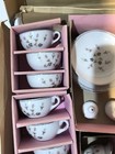 21 Piece Vintage Pink Willow Child   s Toy Tea Dish Set Japan Cup Saucer W box