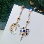 Asymmetrical Celestial Moon   Star Drop Earrings - Horoscope  Bling  Sparkle