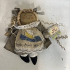 Vtg Handmade Primitive Folk Art Country Angel Doll Raffia Hair Painted Face 9   