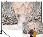 8x6ft Winter Christmas Backdrop Background For Photography White Snow Pine Tree