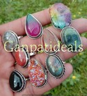 Labradorite   Mix Gemstone 5pcs Wholesale Lot 925 Sterling Silver Plated Rings