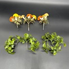 Vintage 1970s Faux Mushroom Greenery Plastic Floral Picks Retro Crafts Kitsch