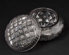 Vintage Abp American Brilliant Cut Glass Powder Box Dresser Vanity Jar Lid 4 5 