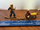 Rare Vintage Barclay Skier Lead Toy Figure Metal France And Sledder 