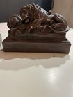 Pair Of Antique Lion Monument Of Lucerne Switzerland Bronze Jennings Bookends