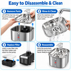 2 2l Cat Water Fountain Stainless Steel Pet Drinking Fountain 3 Filters Quiet Pu