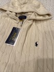 Nwt Polo Ralph Lauren Big Boys Cable Cotton Hooded Full Zip Sweater Cream Xl
