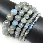 Genuine Labradorite Stretch Bracelet Bead 7 5  4 6mm 8mm 10 12 Shiny Blue Light