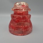 Vintage Whitall Tatum  1 Red Crackle Glass Insulator No  1