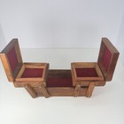 Wooden Sewing Box Decorative Trinket Box Jewelry Box Hand Carved Brass Inlay Vtg