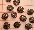 3 Magnificent Vintage Floral Czech Glass Buttons Black And Gold  15 16  23mm