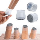 4x-48x Silicone Felt Slider Chair Leg Protector For Hardwood Floor Fit All Shape