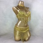 Beaded Belly Dance Costume Carnival Samba Edc Outfit Bra Belt Necklace 6 Colors