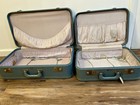 Vintage 1950s 2 Piece Luggage Set Suit Case   Blue   American Voyager New York