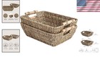Hand-woven Seagrass Baskets With Wooden Handles