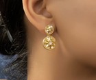 Anthropologie Gold Plated Drop Dangle Cz Indian Kundan Yellow Vtg 