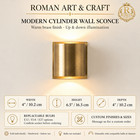 Brass Finish Wall Sconce Up Down Cylinder Light Hardwired Bedroom Hallway Lamp