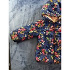 Girls Navy Floral Puffer Jacket Fleece Lined Hooded Full Zip Coat Size 4t