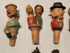 21 Carved Wooden Cork Wine Stoppers  Working Mechanical Levers Italy Switzerland
