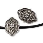 2 Silver Flower Shank Button Clasps Antique Pewter Leather Cord Boho