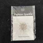 Fashion Sparkle Rhinestone Flower Button In Silver Tone For Craft Lot Of 7 New