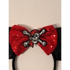 Pirate Mouse Ears Sequin Headband Red Bow Skull Halloween