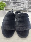 Ugg Fluff Yeah Women s Slide Sandal Ugg Logo Strap Size 9 Black White Slippers
