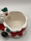 New Vintage 1950s Relpo Ceramic Christmas Planter Santa Waving Hugging Bag