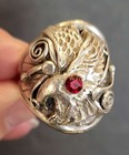 Antique Silver Native American Indian Ring With Eagle Design