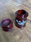 Vintage Small Decorative Wooden Container With Floral Inlay