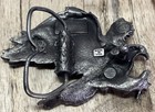 Vtg Bergamot Brass Works Bald Eagle Belt Buckle Trucker Silver Metal 1980s Usa