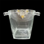 Arthur Court Glass Ice Bucket Handles Silver Tone Grapes Vines Overlay France
