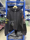 American Distressed Destroyed Print Zip   up Hoodie Oversized Unisex Jacket Coat