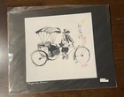  2  Signed Nara Thai Art Print Watercolor Style Taxi Tuk Tuk Asian Ink Thailand