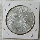 1966 Bahamas 2 Dollars Silver Coin 0 9 Fine Elizabeth Ii Km 4