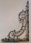  Vintage Cast Metal Shelf Brackets Silver Painted Ornate Scroll Chippy   Rusty 