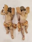 Santos Pair Of Carved Wood Barroque Late 17 18th C Gilt And Polychrome Cherubs