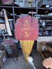 Vtg Trade 1930s Ice Cream Cone Advertising Country Primitive Sign Bar Kitchen