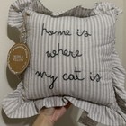 Moss And Willow    home Is Where My Cat Is    Gray Stripes Pillow Nwt 12x12