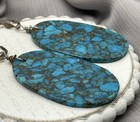 Turquoise Slab Sterling Silver 925 Earrings 30 60 Grams   3 5 Inches